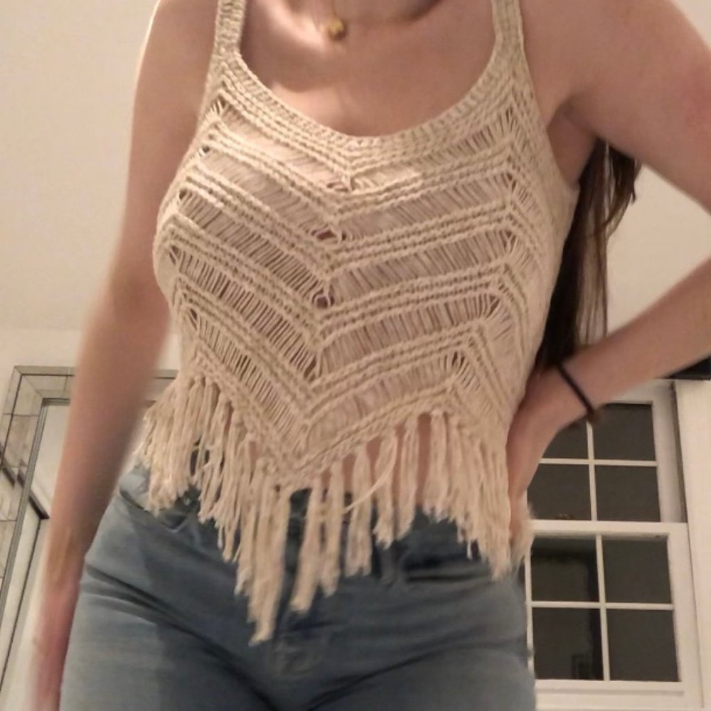 Alice + Olivia Adelina Chevron Fringe Tank--XS